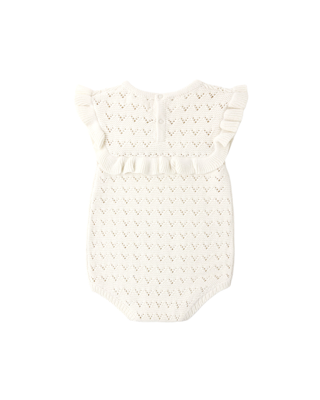 Natural Pointelle Ruffle Romper