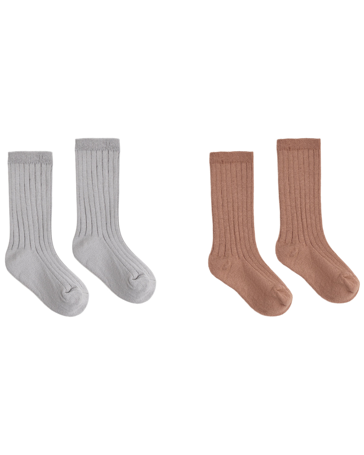 Clay & Dusty Blue Ribbed Socks