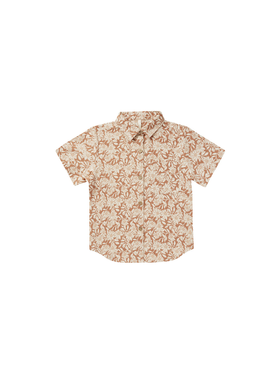 Plumeria Short Sleeve Collared Shirt