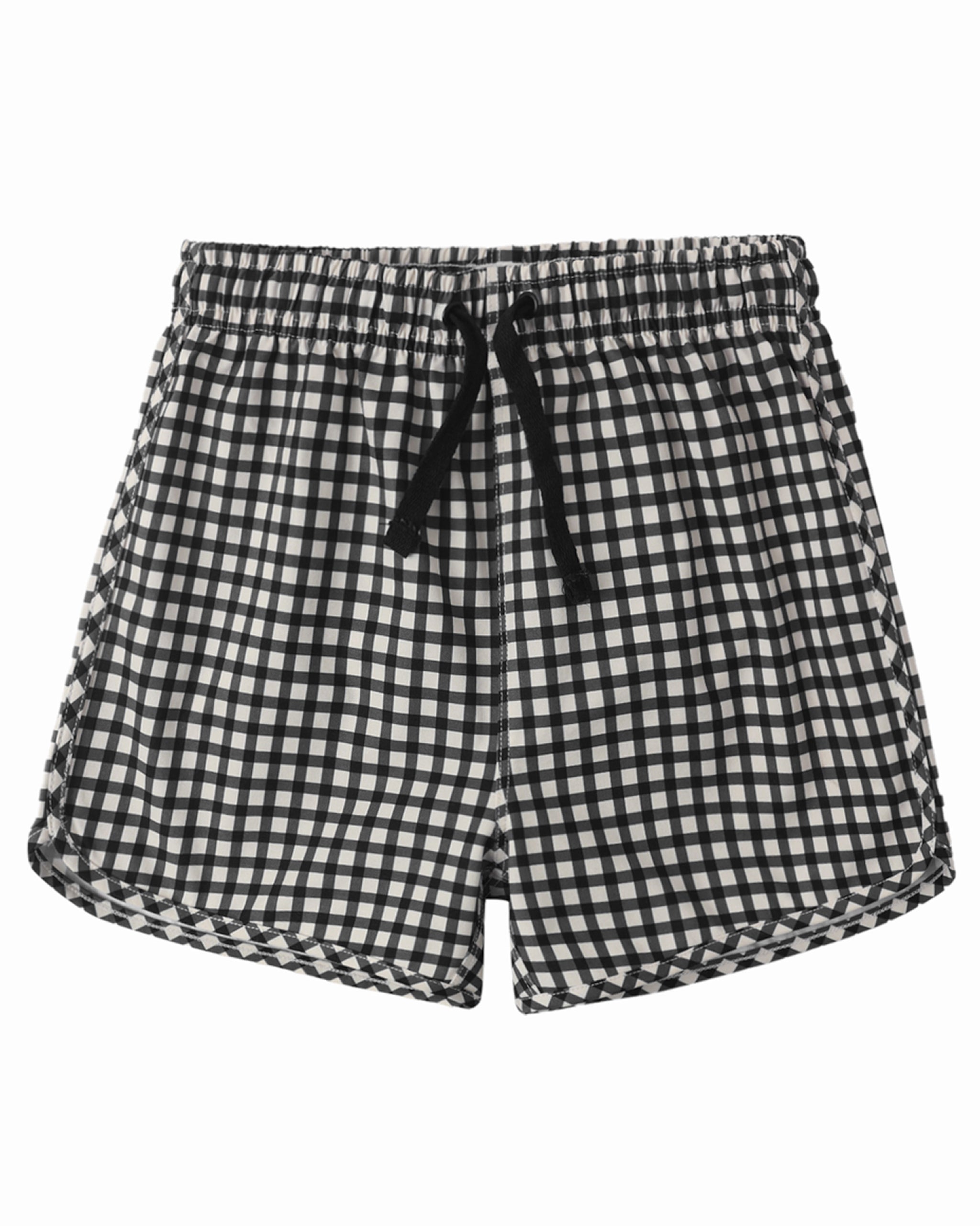 Black Gingham Swim Trunk