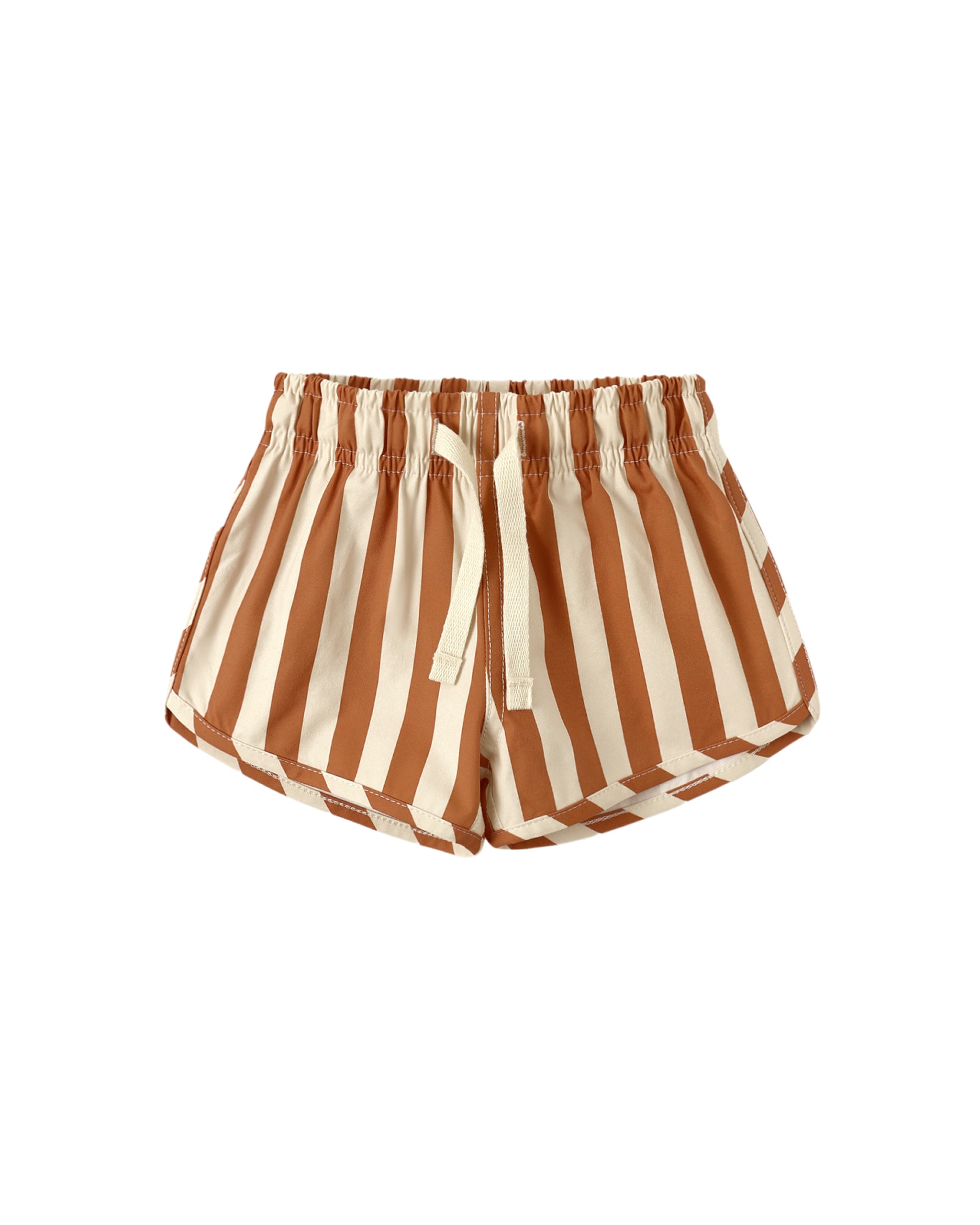 Retro Poppy Stripe Swim Short