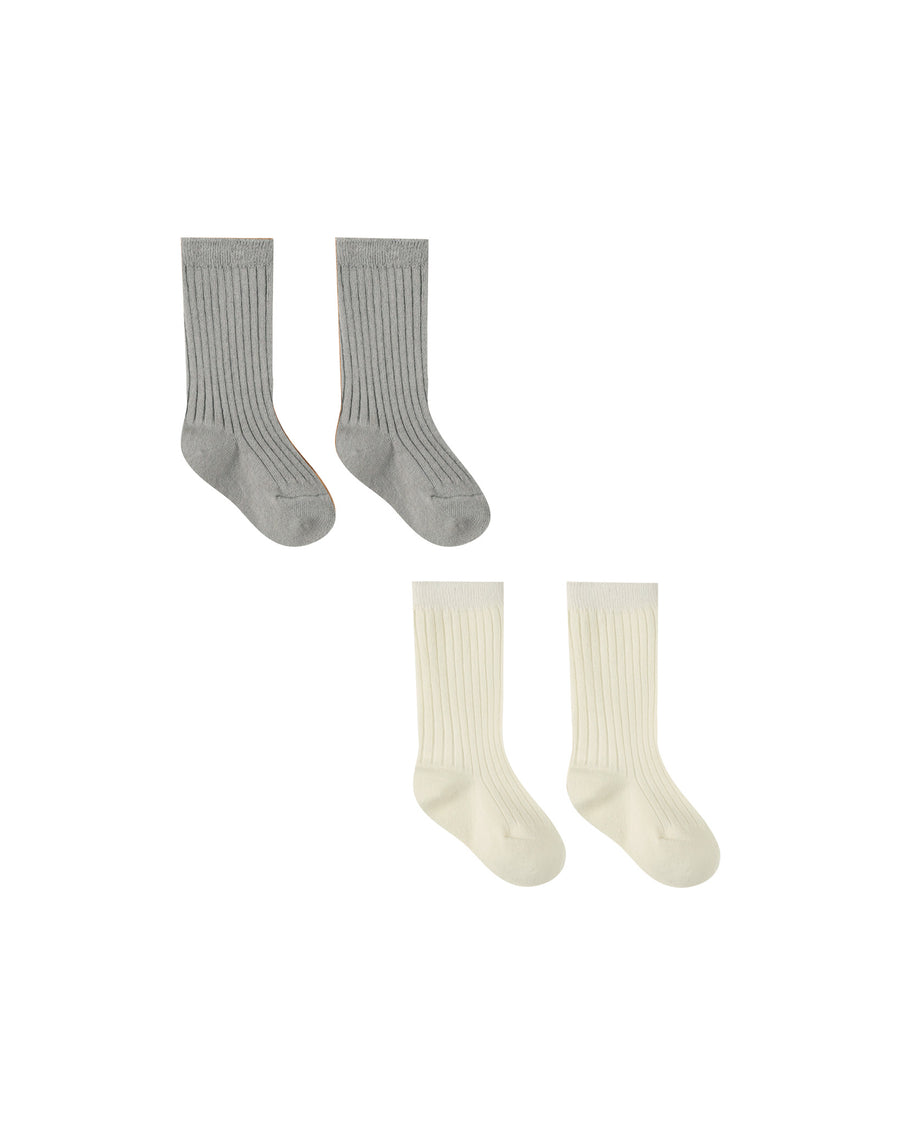 Ivory & Dusty Blue Sock Set