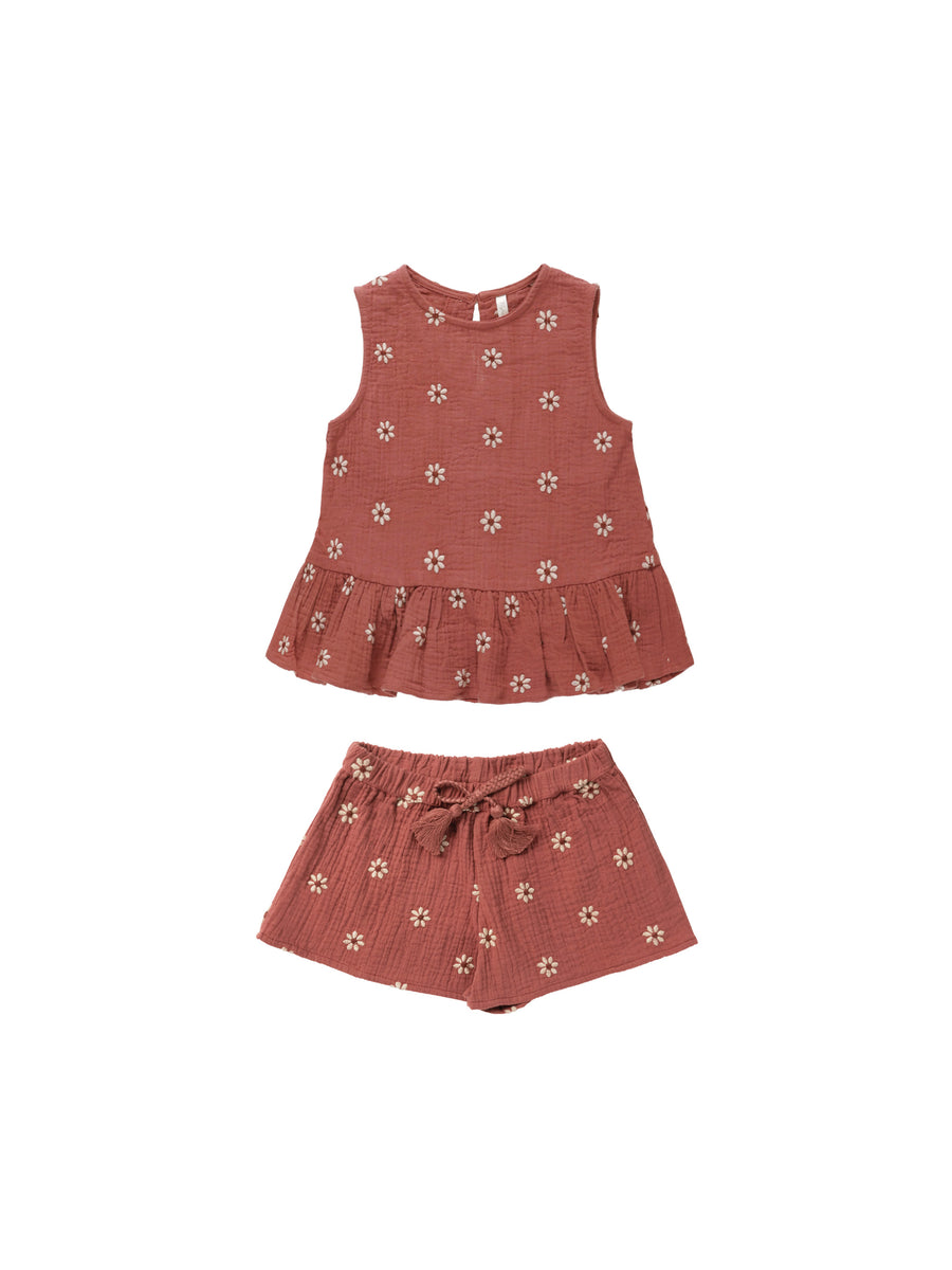 Embroidered Daisy Carrie Set