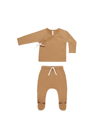 Golden Wrap Top + Footed Pant Set