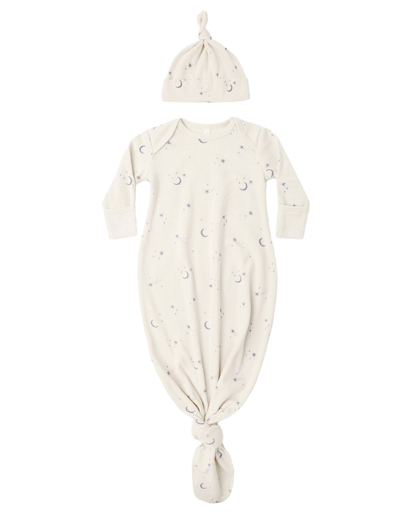 Celestial Knotted Baby Gown & Hat Set