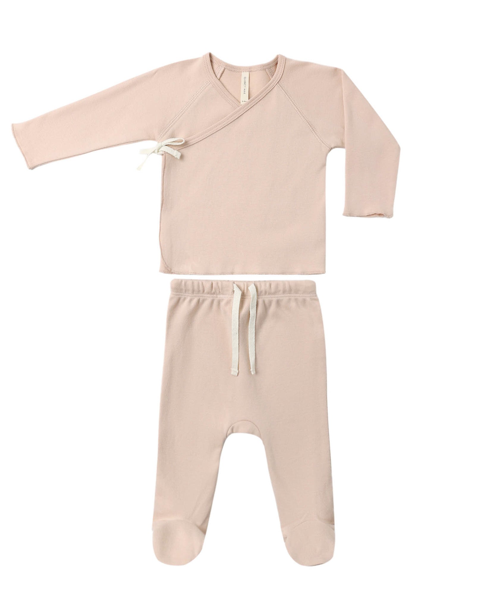 Dusty Rose Wrap Top & Footed Pant Set