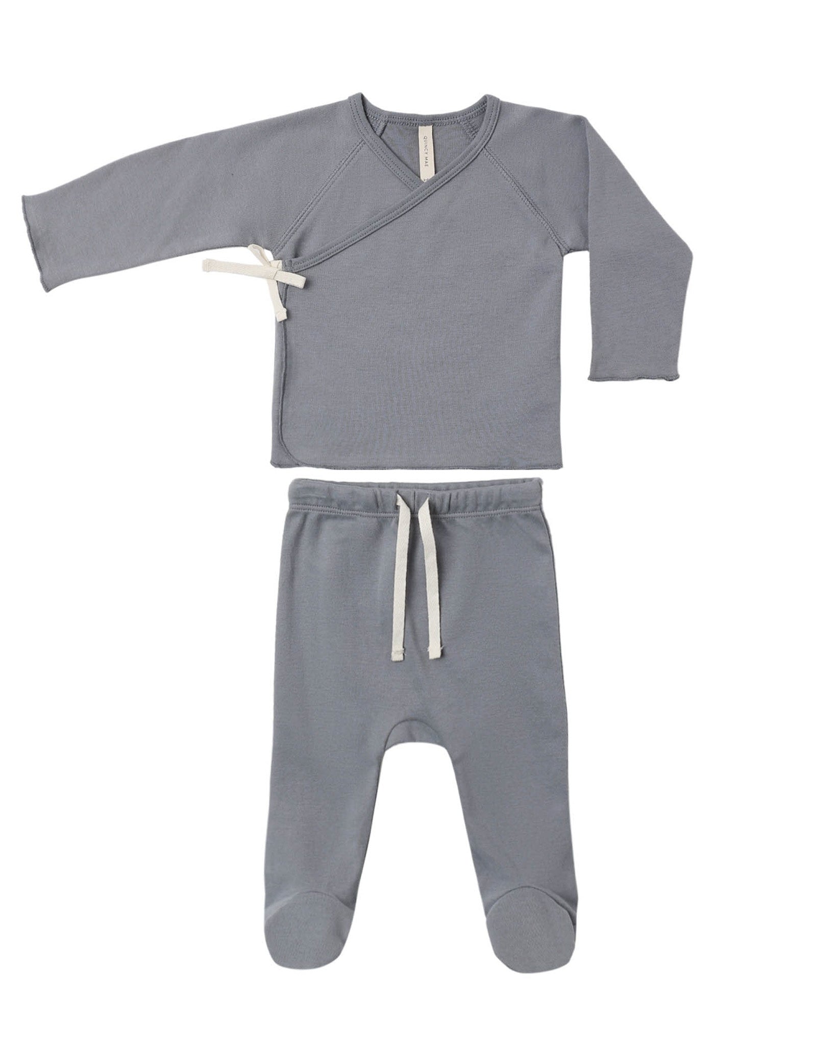 Slate Wrap Top & Footed Pant Set