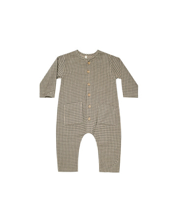 Forest Micro Plaid Woven Jumpsuit