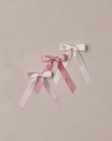 Ivory, Rose & Raspberry Satin Bow Set