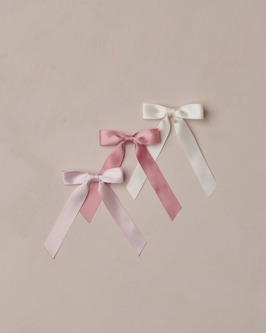 Ivory, Rose & Raspberry Satin Bow Set