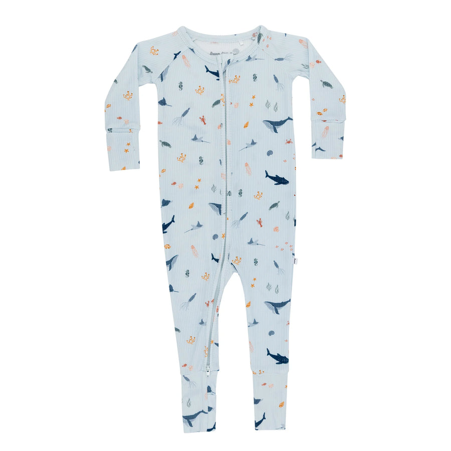 Under the Sea Ribbed Zip Romper