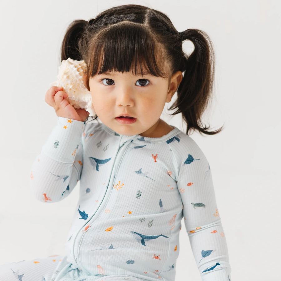 Under the Sea Ribbed Zip Romper