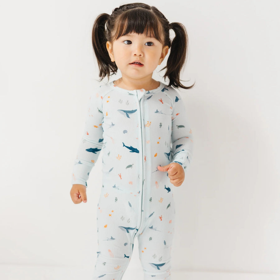 Under the Sea Ribbed Zip Romper