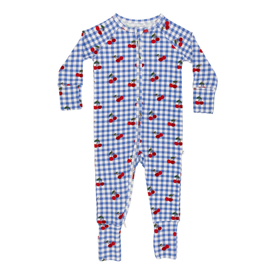 Vintage Cherries Ribbed Zip Romper