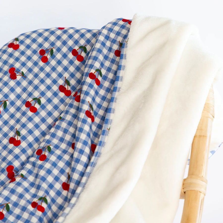 Vintage Cherries Ribbed Toddler Blanket