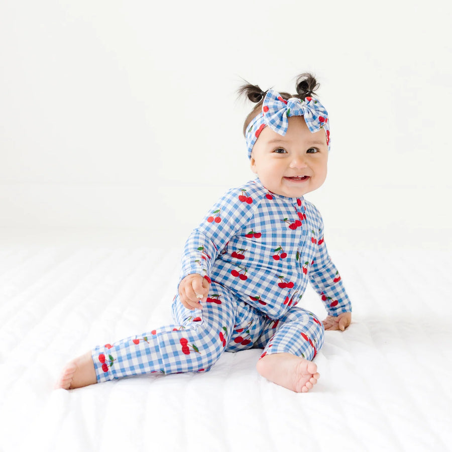 Vintage Cherries Ribbed Zip Romper