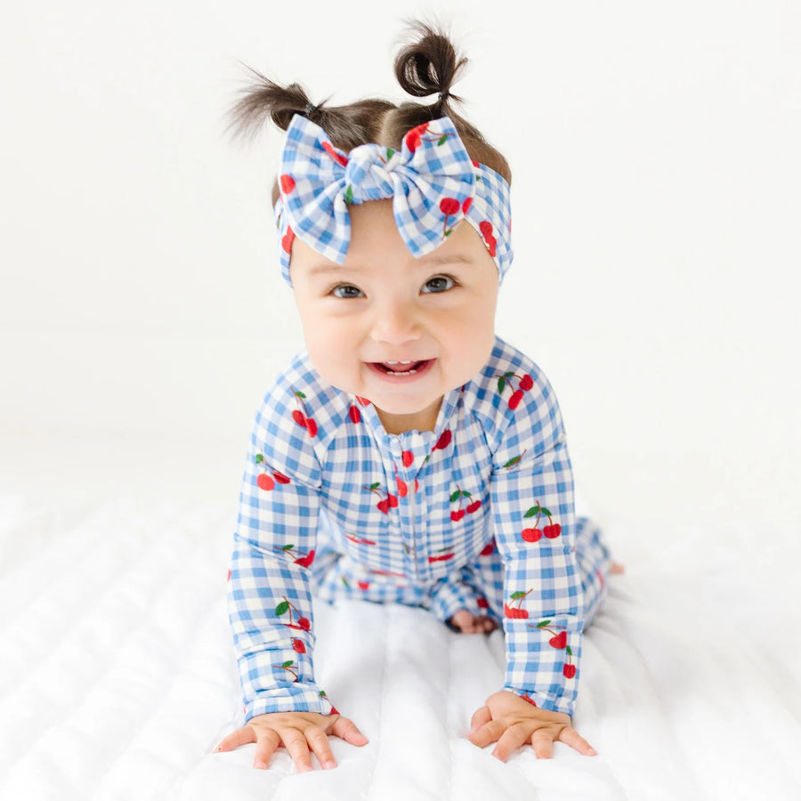 Vintage Cherries Ribbed Zip Romper
