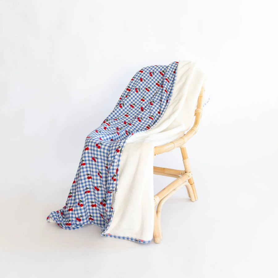 Vintage Cherries Ribbed Toddler Blanket