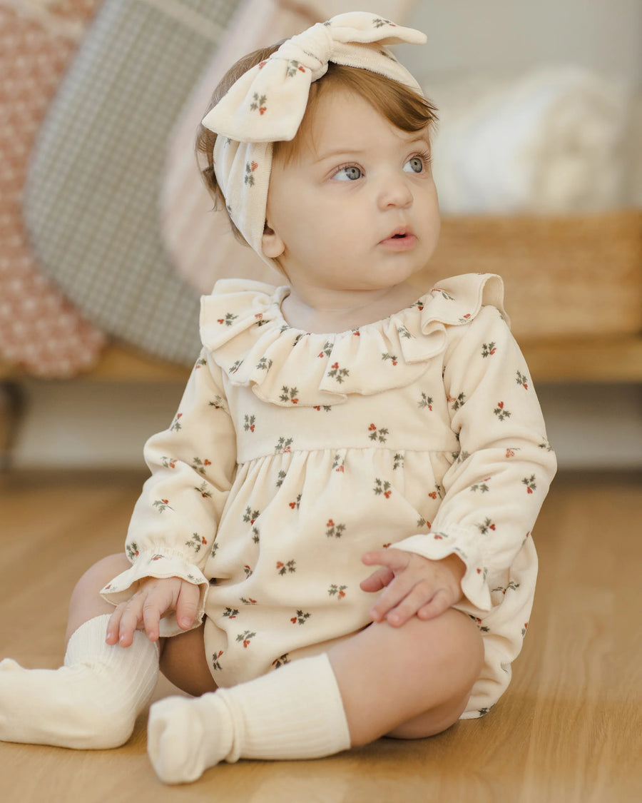 Holly Berry Velour Bow Headband
