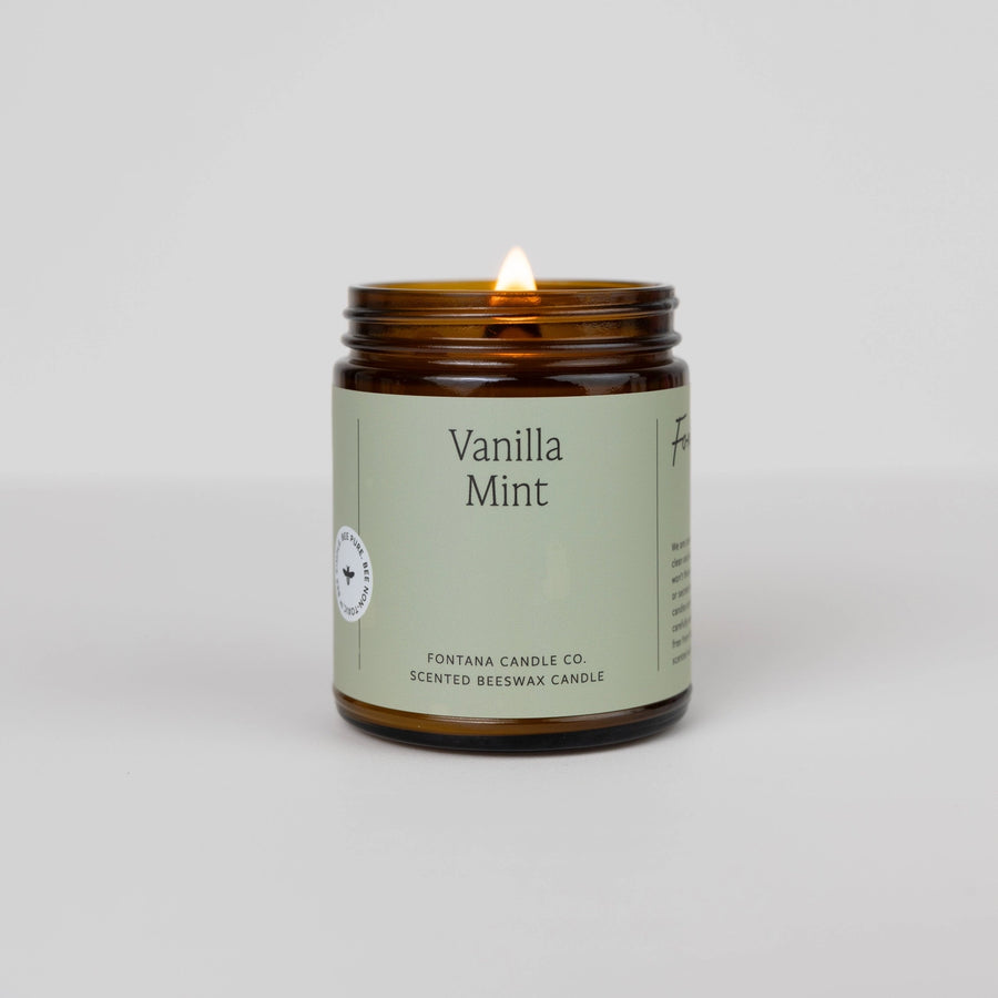 Vanilla Mint Essential Oil Beeswax Candle