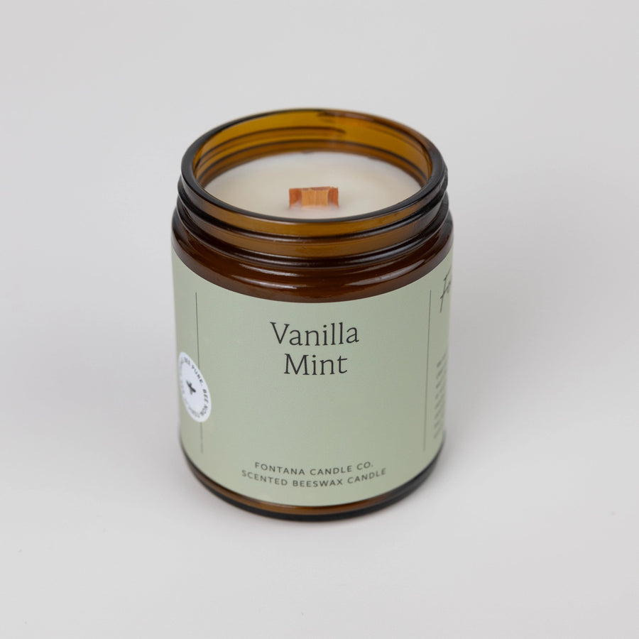 Vanilla Mint Essential Oil Beeswax Candle