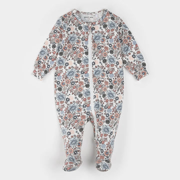 Vintage Flowers Jersey Zipper Footie