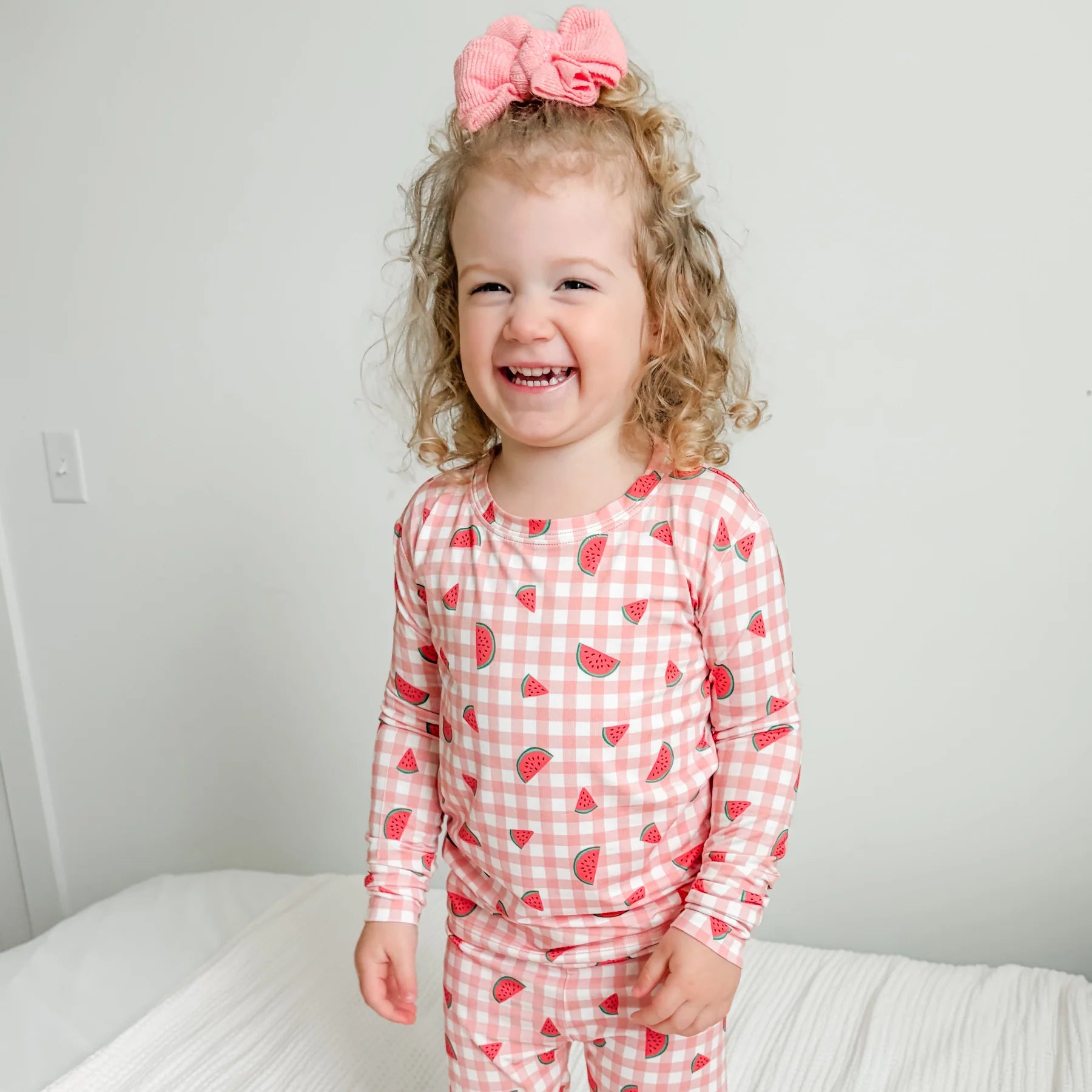 Watermelon Pink Gingham Two-Piece Set