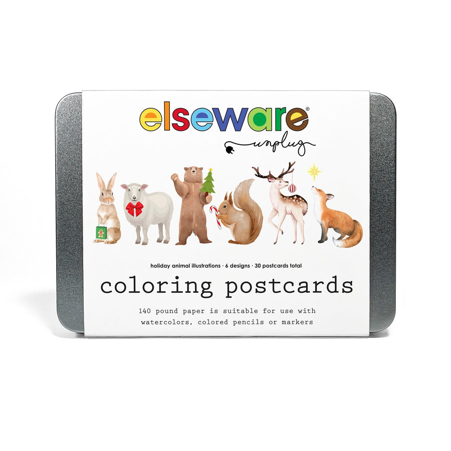 Winter Animals Coloring Postcards - Set of 30