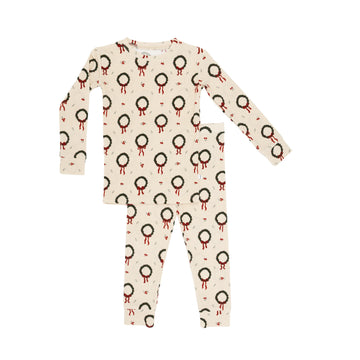 Christmas Wreaths Ribbed Two-Piece Set