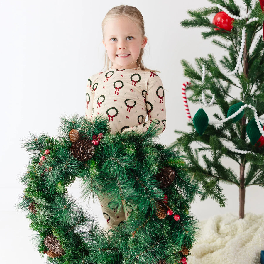 Christmas Wreaths Ribbed Two-Piece Set