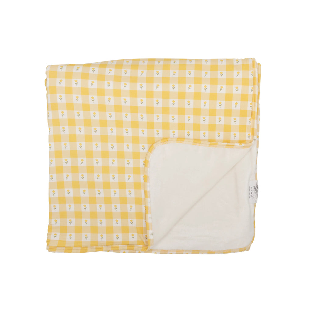 Yellow Tulip Gingham Toddler Blanket