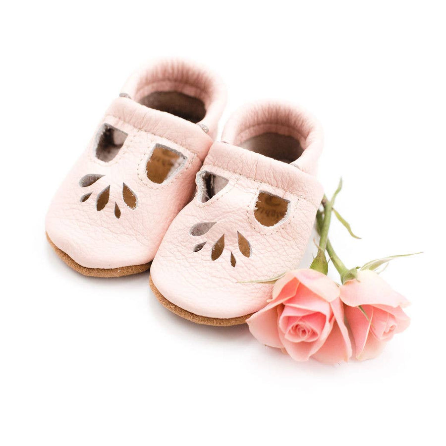 Rose Blush Lotus T-Strap Shoes