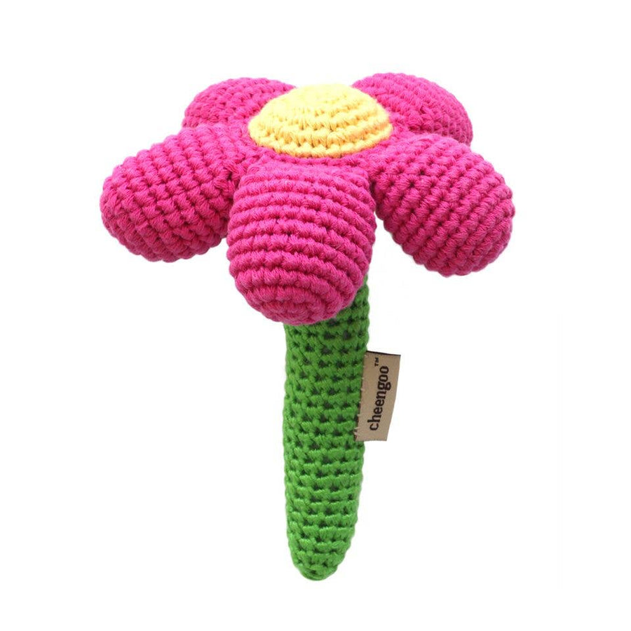 Magenta Flower Hand Crocheted Rattle
