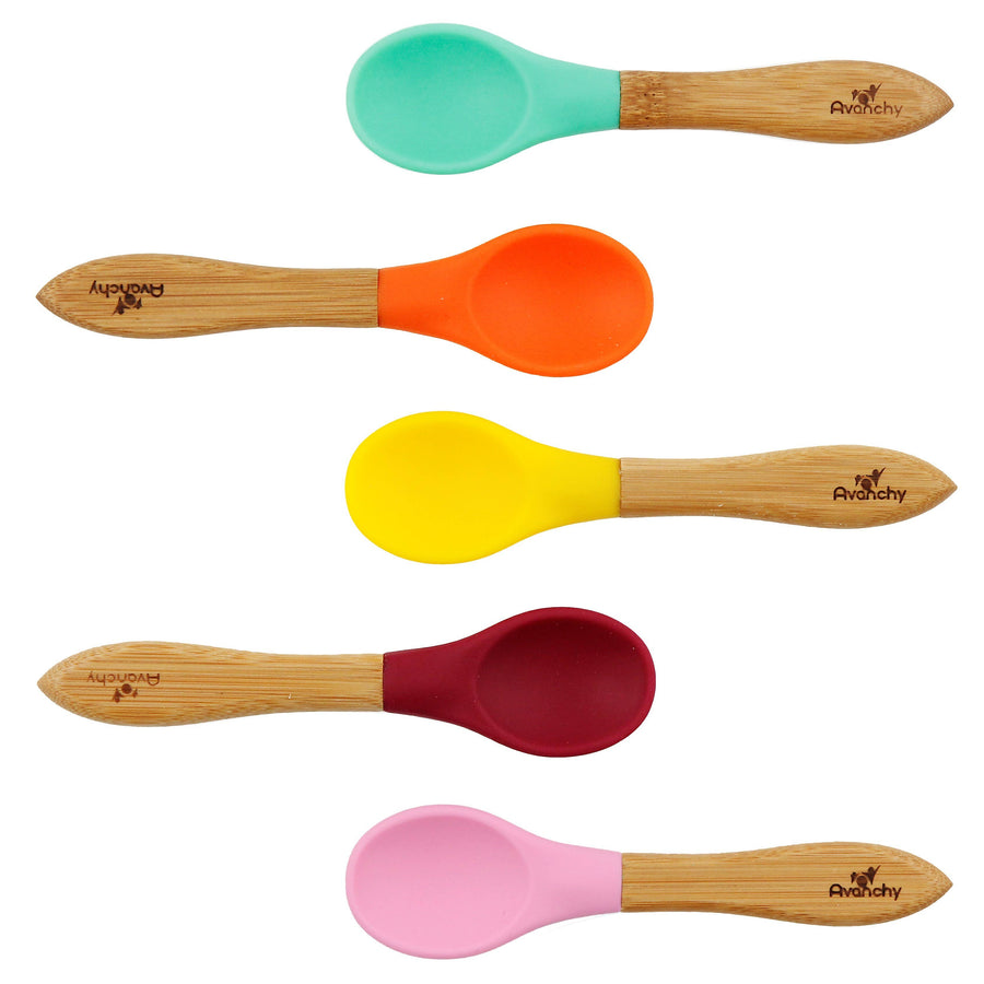 Bamboo & Silicone Baby Spoons - Multi Pink