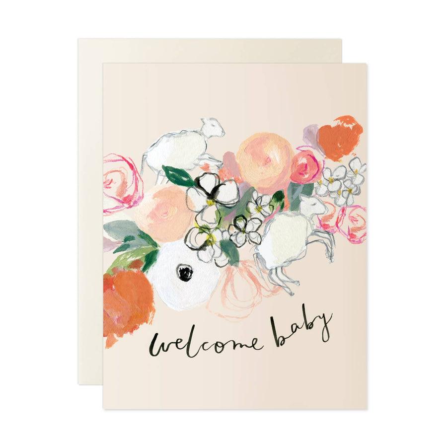 Floral 'Welcome Baby' Card