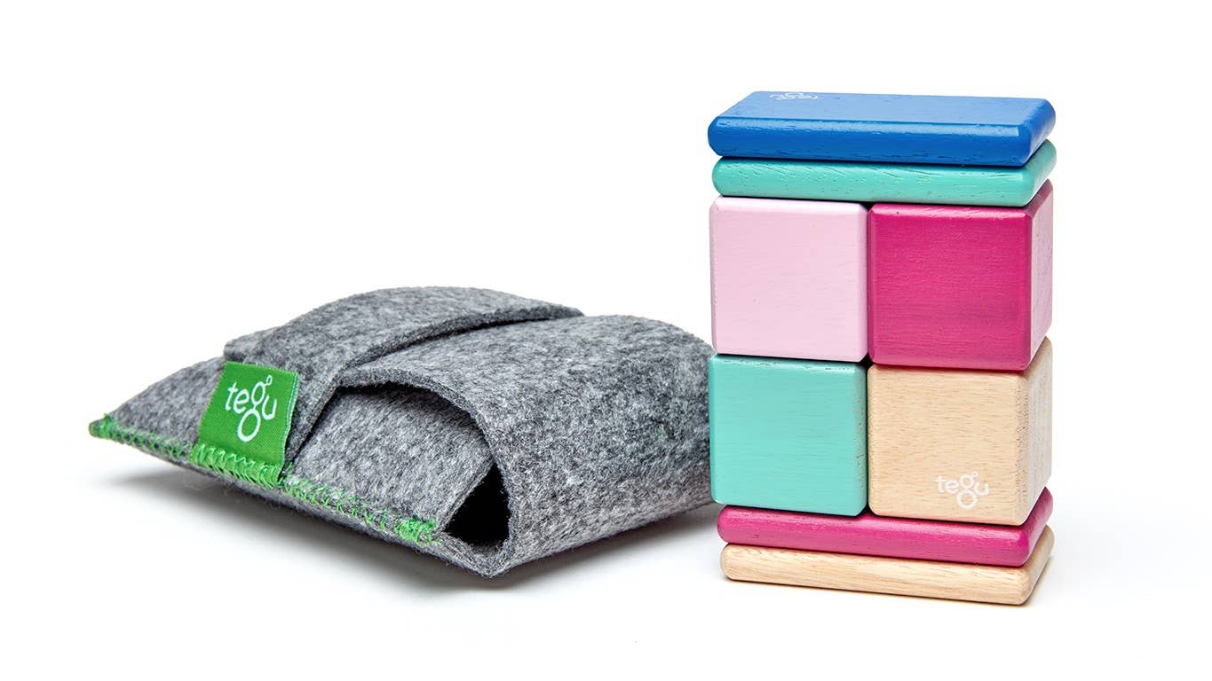 Pocket Pouch Magnetic Wooden Block Set - Blossom