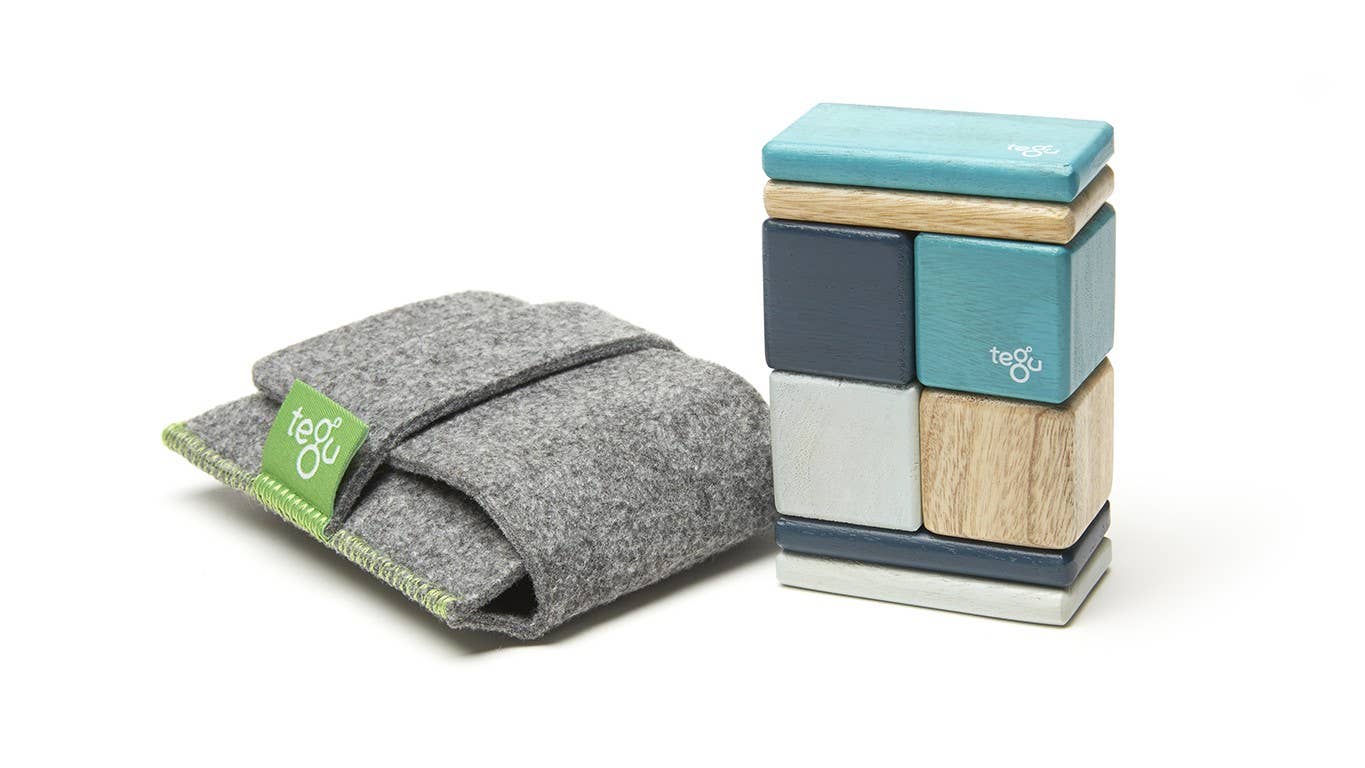 Pocket Pouch Magnetic Wooden Block Set - Blues