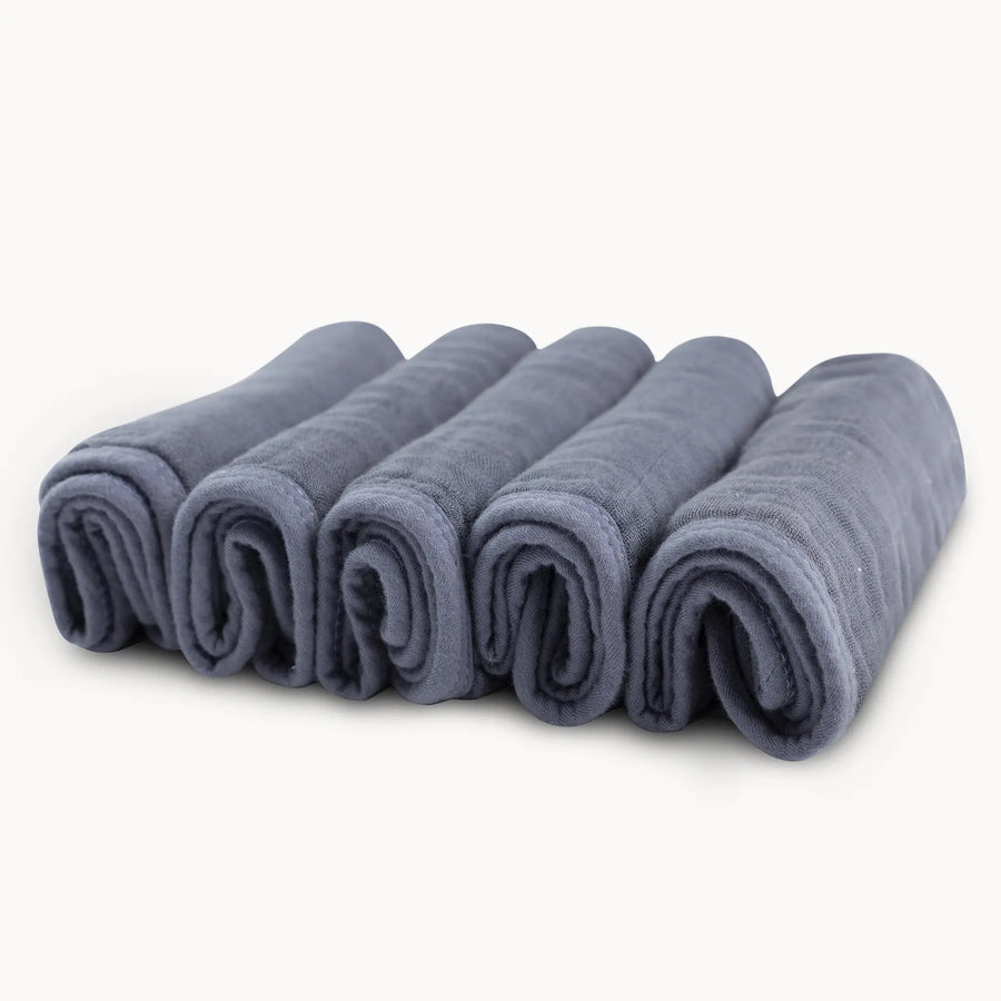 Ultra Soft Muslin Bamboo Washcloths - Blue