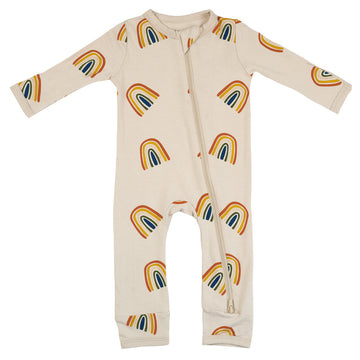 Oat Rust Rainbow Bamboo Zippered Romper