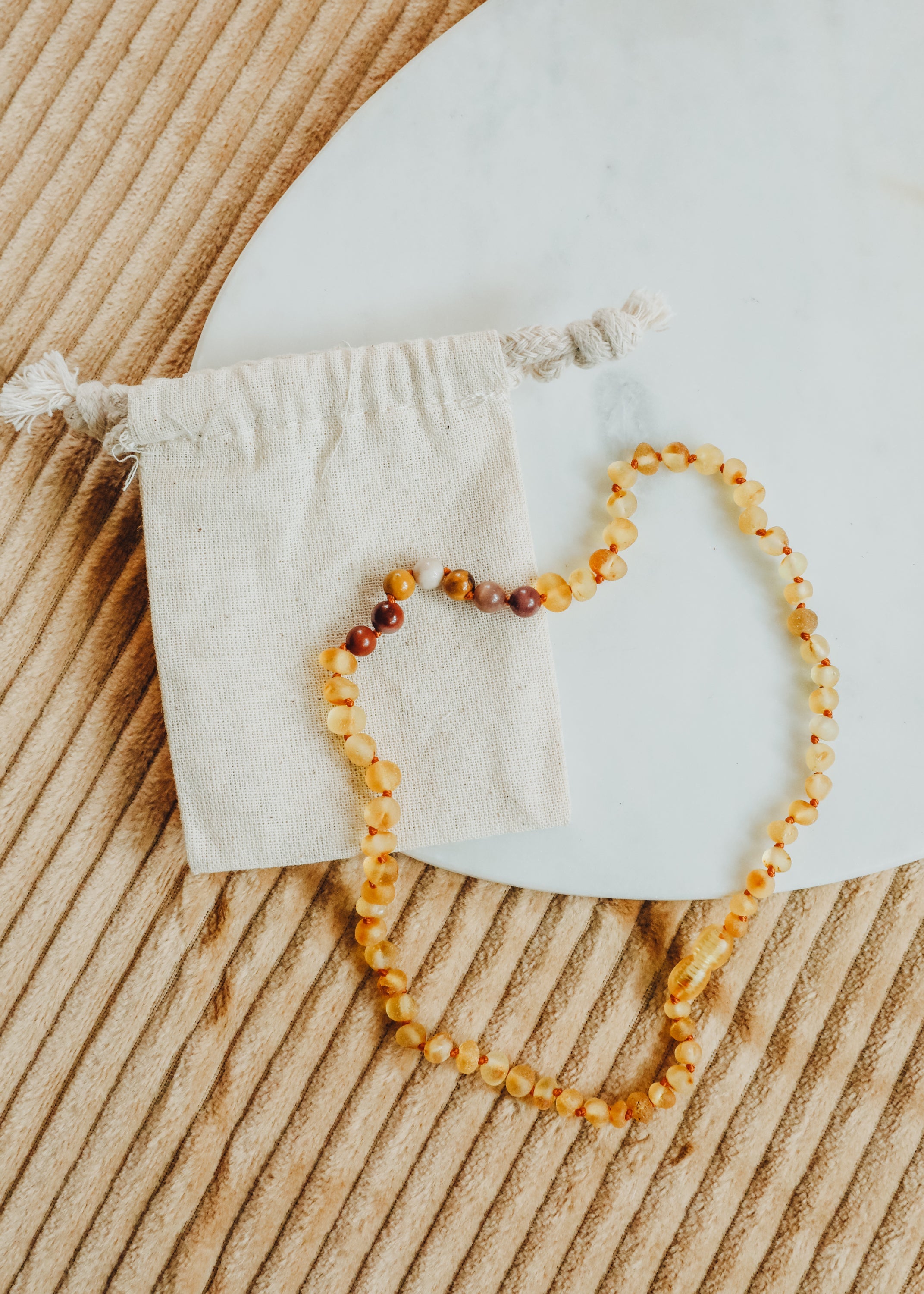 Raw Honey Amber + Mookaite Jasper Necklace