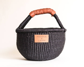 Uma Mini Bolga Basket - Brown Leather Handle