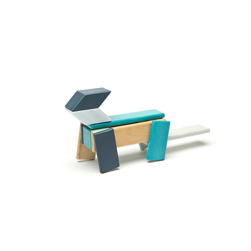 14 Piece Magnetic Wooden Block Set - Blues