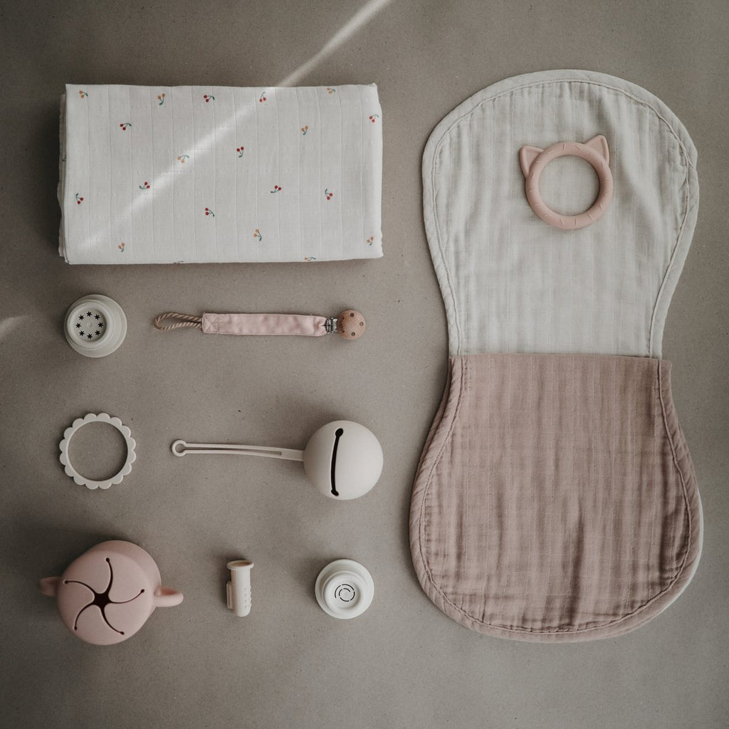 Organic Cotton Muslin Burp Cloth - Blush & Fog