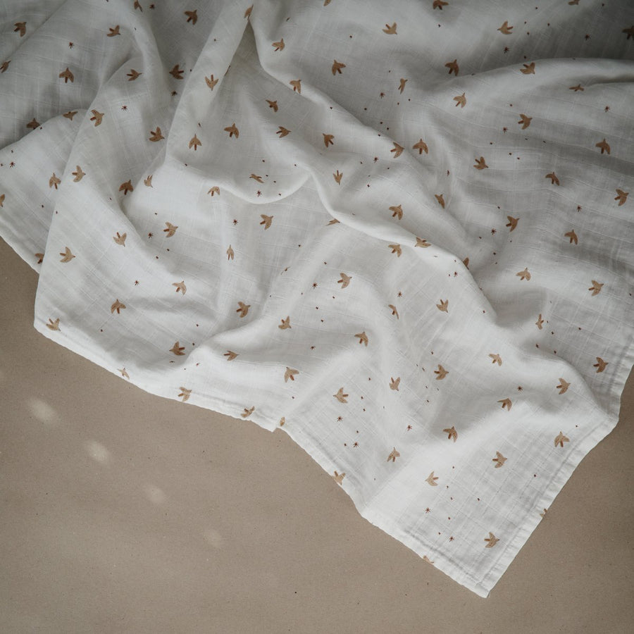 Organic Cotton Muslin Swaddle - Sparrow