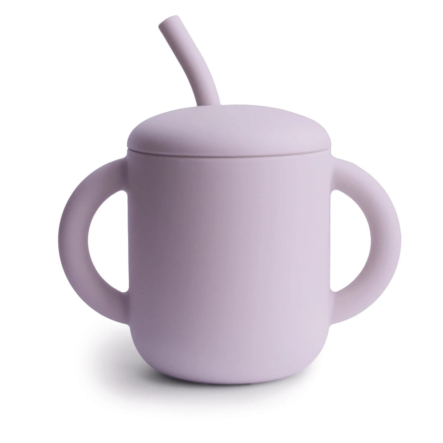 Silicone Training Cup + Straw - Soft Lilac