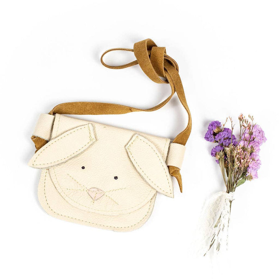 Cream Bunnies Leather Purse