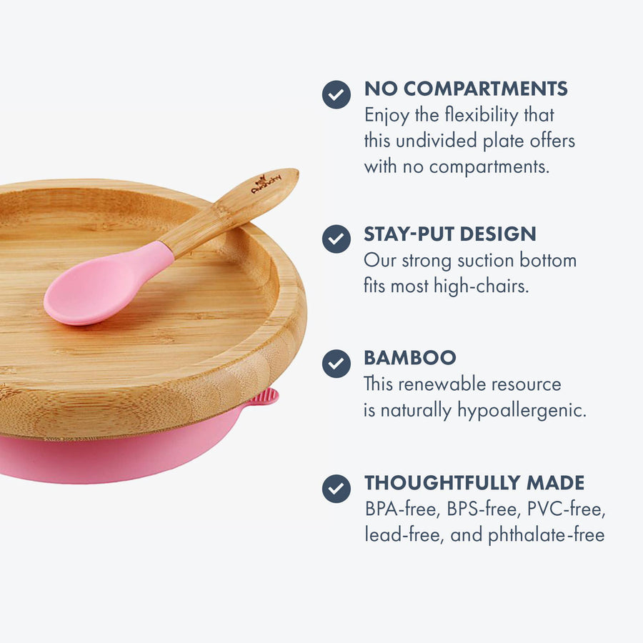 Bamboo Suction Plate + Spoon - Blue