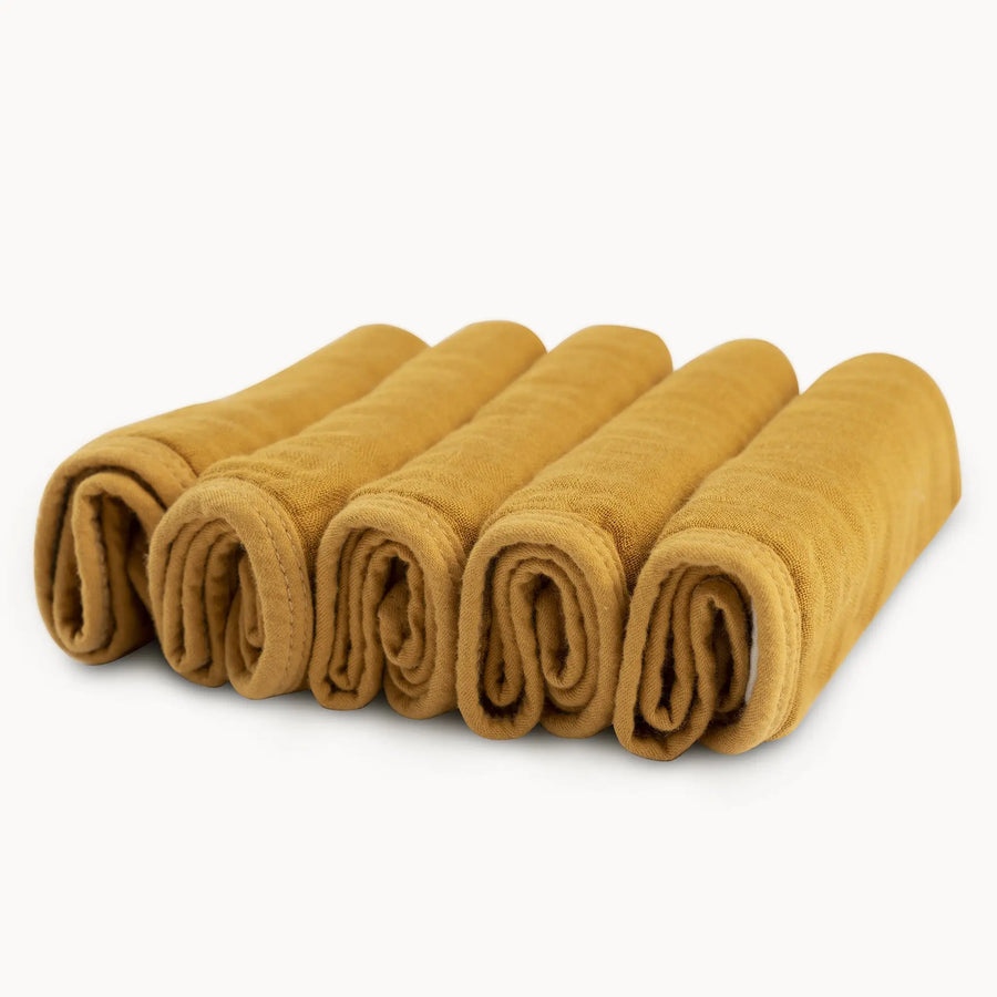 Ultra Soft Muslin Bamboo Washcloths - Ochre