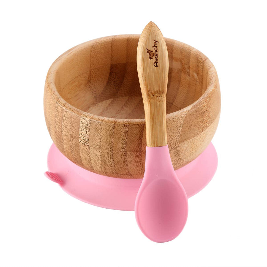 Baby Bamboo Suction Bowl + Spoon - Pink