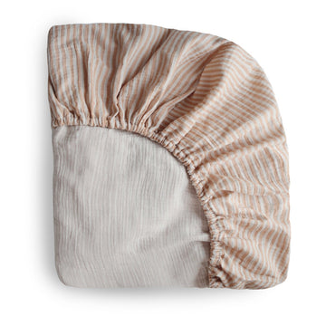Muslin Crib Sheet - Natural Stripe